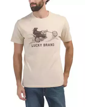 Футболка с рисунком Moto Bear Lucky Brand, цвет Almond