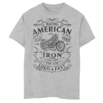 Футболка с рисунком мотоцикла American Iron Loud & Fast для мальчиков 8–20 лет Americana Iron Loud & Fast Licensed Character