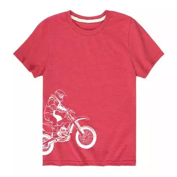 Футболка с рисунком Motor Cross Side Hit для мальчиков 8–20 лет Licensed Character, красный