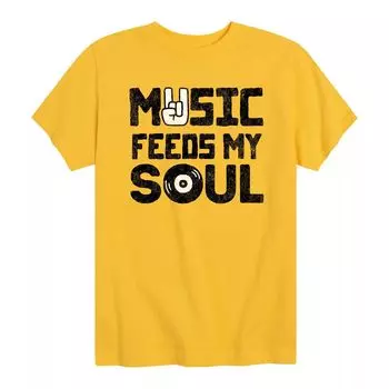 Футболка с рисунком Music Feeds My Soul для мальчиков 8–20 лет Licensed Character, желтый