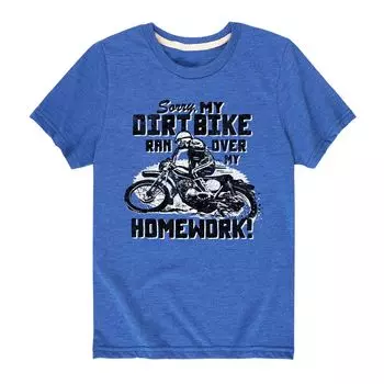 Футболка с рисунком «My Dirt Bike Homework» для мальчиков 8–20 лет Licensed Character, синий