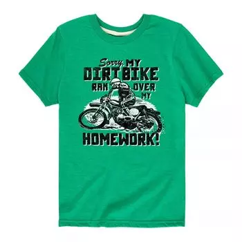 Футболка с рисунком «My Dirt Bike Homework» для мальчиков 8–20 лет Licensed Character, зеленый