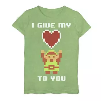 Футболка с рисунком My Heart To You для девочек 7–16 лет, Nintendo Legend of Zelda, 8 бит Licensed Character