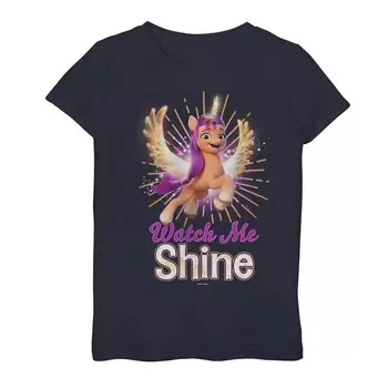 Футболка с рисунком «My Little Pony Alicorn» для девочек 4–16 лет «Watch Me Shine» с портретом Licensed Character, темно-синий