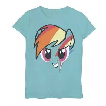Футболка с рисунком «My Little Pony: Friendship Is Magic» для девочек 7–16 лет, Радуга Дэш, с большим лицом Licensed Character