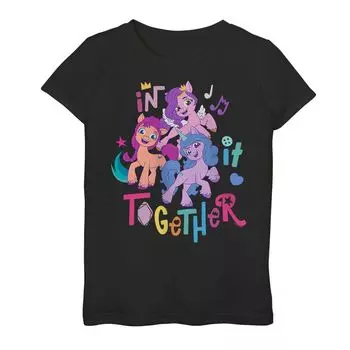 Футболка с рисунком «My Little Pony In It Together» для девочек 7–16 лет, групповая фотография Licensed Character