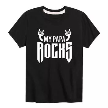Футболка с рисунком My Papa Rocks для мальчиков 8–20 лет Licensed Character, черный