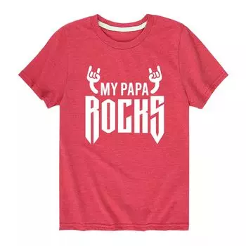 Футболка с рисунком My Papa Rocks для мальчиков 8–20 лет Licensed Character, красный