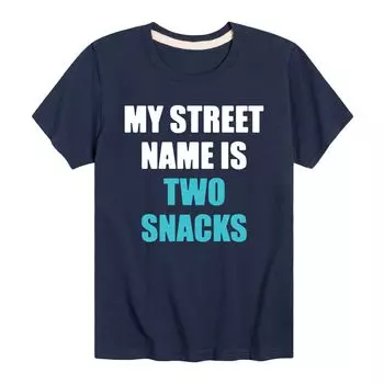 Футболка с рисунком My Street Name Is Two Snacks для мальчиков 8–20 лет Licensed Character, синий