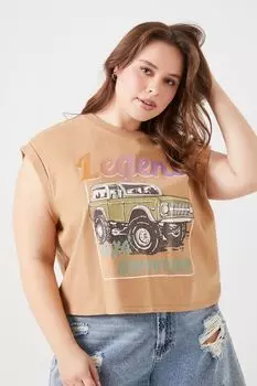Футболка с рисунком Мышцы больших размеров Legend Forever 21, коричневый