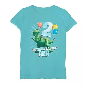 Футболка с рисунком на 2-й день рождения для девочек 7–16 лет Disney/Pixar «История игрушек Рекс» Licensed Character, цвет Tahi Blue