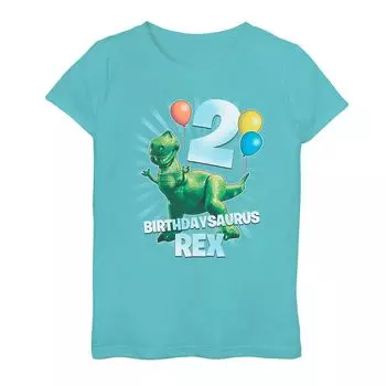 Футболка с рисунком на 2-й день рождения Рекса для девочек 7–16 лет Disney/Pixar «История игрушек Рекс» Licensed Character