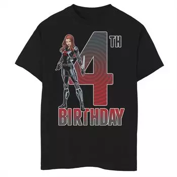 Футболка с рисунком на 4-й день рождения Marvel Black Widow для мальчиков 8–20 лет Marvel