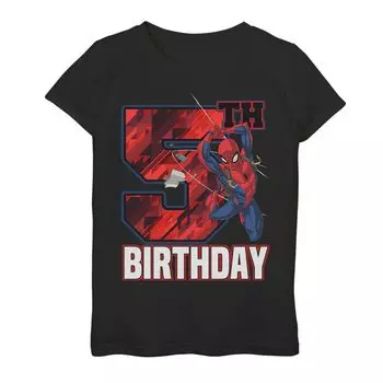 Футболка с рисунком на 5-й день рождения для девочек 7–16 лет Marvel Spider-Man Web Swing Marvel