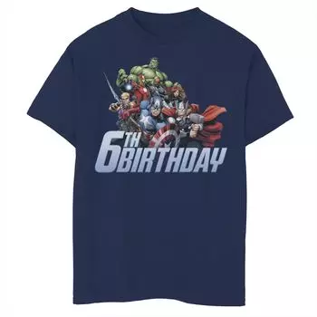 Футболка с рисунком на 6-й день рождения для мальчиков 8–20 лет «Marvel Avengers Action Shot» Marvel