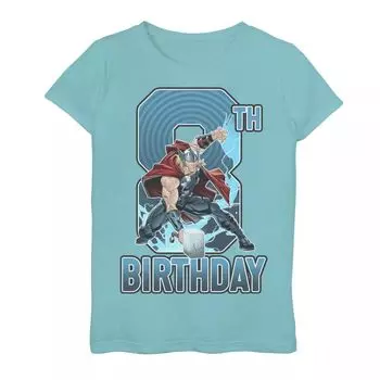 Футболка с рисунком на 8-й день рождения для девочек 7–16 лет Marvel Thor Hammer Marvel
