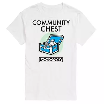 Футболка с рисунком на груди Big & Tall Monopoly Community Licensed Character, белый