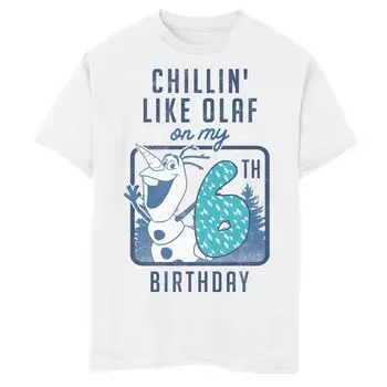 Футболка с рисунком на мой 6-й день рождения Disney's Frozen Boys 8-20 Расслабляюсь, как Олаф Disney, белый