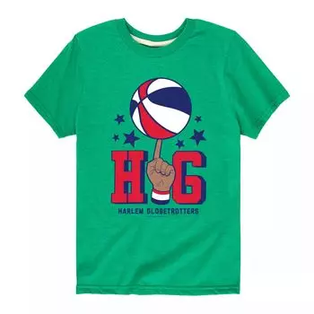 Футболка с рисунком на пальцах Harlem Globetrotters для мальчиков 8–20 лет Licensed Character, зеленый