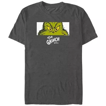 Футболка с рисунком Naughty Eyes Big & Tall Dr. Seuss Grinch Licensed Character, цвет Charcoal Heather