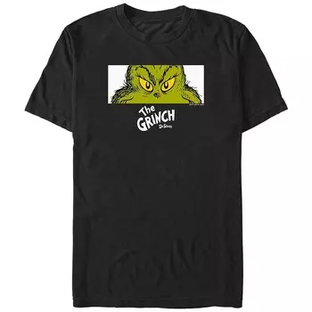Футболка с рисунком Naughty Eyes Big & Tall Dr. Seuss Grinch Licensed Character, черный