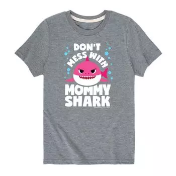Футболка с рисунком «Не связывайтесь с мамой-акулой» для мальчиков 8–20 лет Baby Shark