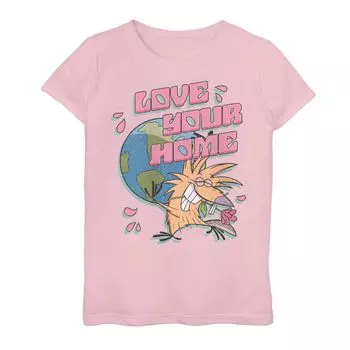 Футболка с рисунком Nickelodeon Angry Beavers Norbert для девочек 7–16 лет Love Your Home Earth Nickelodeon