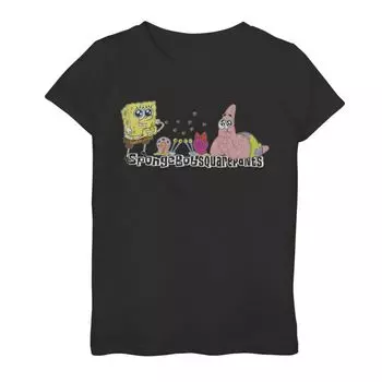 Футболка с рисунком Nickelodeon SpongeBob SquarePants для девочек 7–16 лет Licensed Character, черный