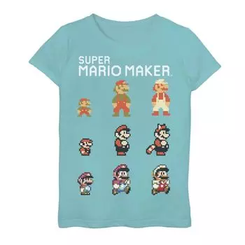Футболка с рисунком Nintendo Mario Character Evolution для девочек 7–16 лет Licensed Character