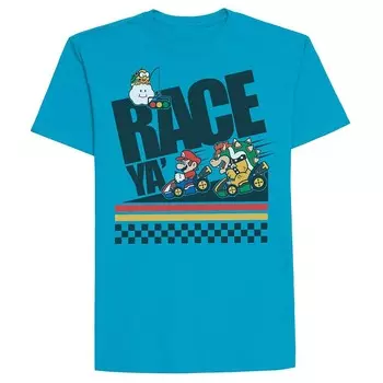Футболка с рисунком Nintendo Mario Kart Race Ya для мальчиков 8–20 лет Licensed Character, цвет Turquoise
