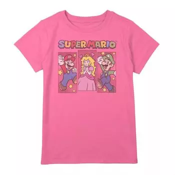 Футболка с рисунком Nintendo Super Mario Bros Triple Power для девочек 7–16 лет Licensed Character