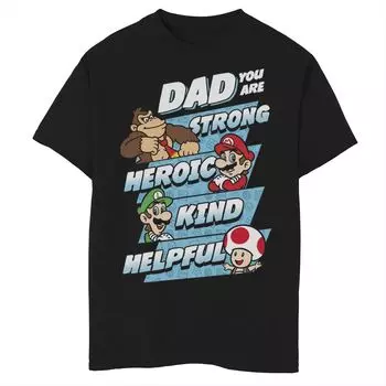 Футболка с рисунком Nintendo Super Mario Dad You Are для мальчиков 8–20 лет Licensed Character, черный