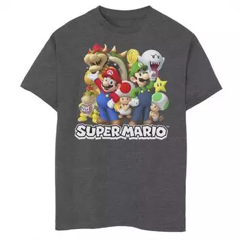 Футболка с рисунком Nintendo Super Mario Group для мальчиков 8–20 лет Licensed Character
