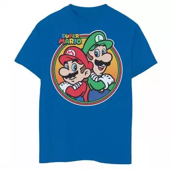 Футболка с рисунком Nintendo Super Mario & Luigi Brothers Circle для мальчиков 8–20 лет Licensed Character