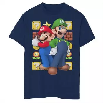 Футболка с рисунком Nintendo Super Mario Luigi для мальчиков 8–20 лет Licensed Character, синий