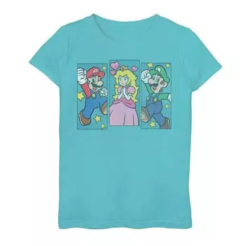 Футболка с рисунком Nintendo Super Mario, Peach & Luigi для девочек 7–16 лет Licensed Character