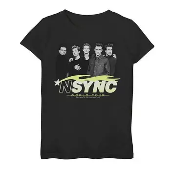 Футболка с рисунком NSYNC World Tour для девочек Licensed Character, черный
