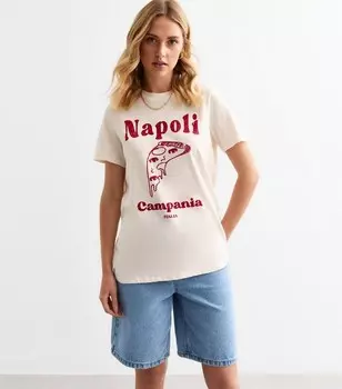 Футболка с рисунком Off White Napoli Pizza New Look, белый