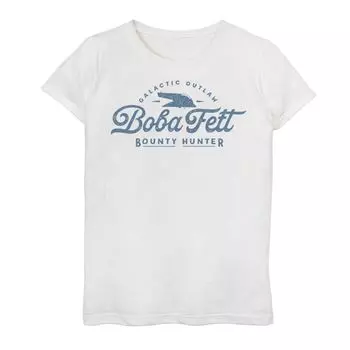Футболка с рисунком «Охотник за головами» для девочек 7–16 лет, «Звездные войны», «Книга Бобы Фетта» Star Wars, белый