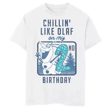 Футболка с рисунком «Олаф расслабляется на мой второй день рождения» из мультфильма «Холодное сердце» Disney 8–20 Disney, белый