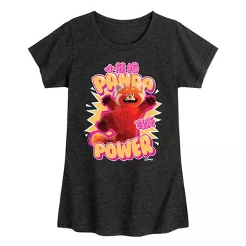 Футболка с рисунком панды Power для девочек 7–16 лет Disney/Pixar's Turning Red Licensed Character, черный