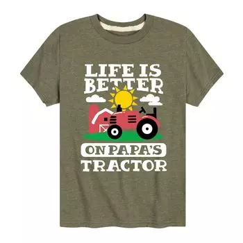 Футболка с рисунком Papa's Tractor для мальчиков 8–20 лет Licensed Character, зеленый