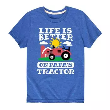 Футболка с рисунком Papa's Tractor для мальчиков 8–20 лет Licensed Character, синий