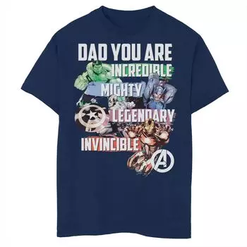 Футболка с рисунком «Папа, ты невероятный» для мальчиков 8–20 лет «Marvel Avengers Dad You Are Incredible» Licensed Character