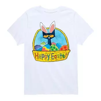Футболка с рисунком «Пасхальная корзинка» для мальчиков 8–20 лет Pete The Cat Licensed Character, белый