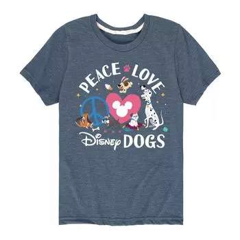 Футболка с рисунком «Peace Love Disney Dogs» для мальчиков 8–20 лет Disney, синий