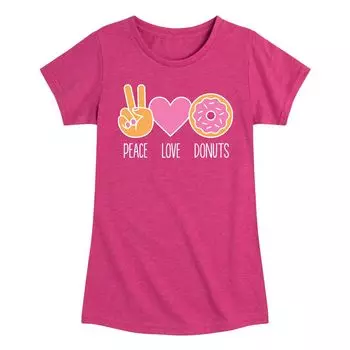 Футболка с рисунком Peace Love Donuts для девочек 7–16 лет Licensed Character