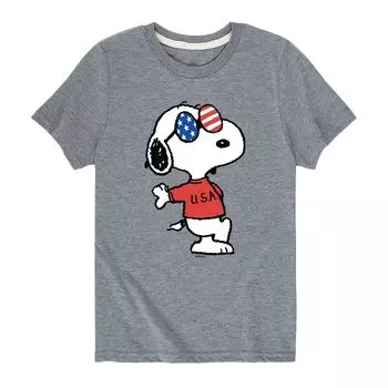 Футболка с рисунком Peanuts Americana Snoopy USA для мальчиков 8–20 лет Licensed Character
