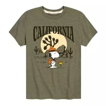 Футболка с рисунком Peanuts California для мальчиков 8–20 лет Licensed Character, зеленый