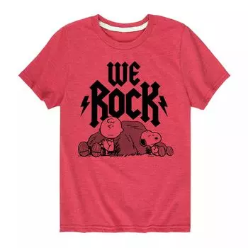 Футболка с рисунком Peanuts Charlie Brown и Snoopy We Rock для мальчиков 8–20 лет Licensed Character, красный